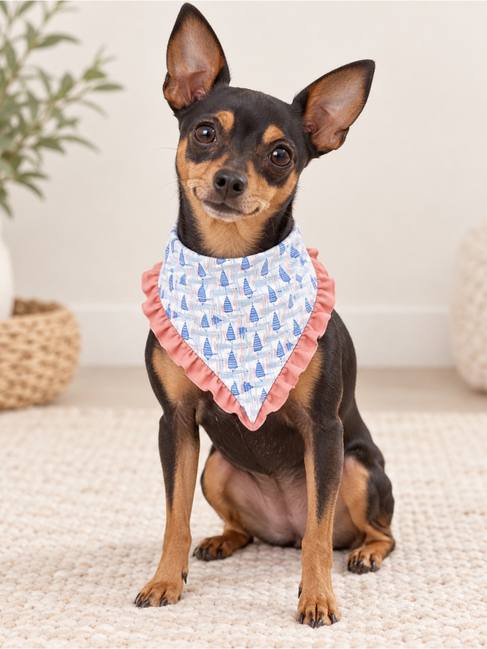 Griffy & Drake Sailboat Ruffle Dog Bandana S